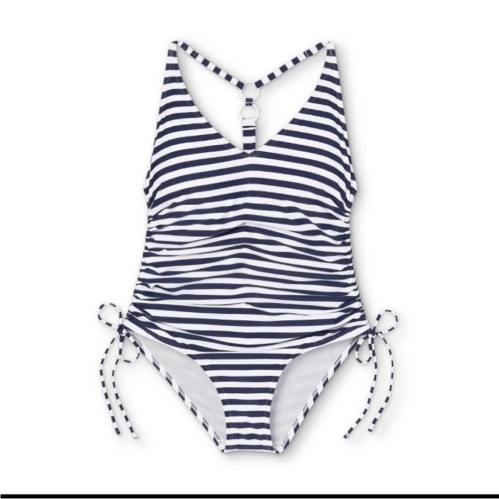 NWT ❤️ Kona Sol - Navy Blue Striped One Piece Swimsuit - XL